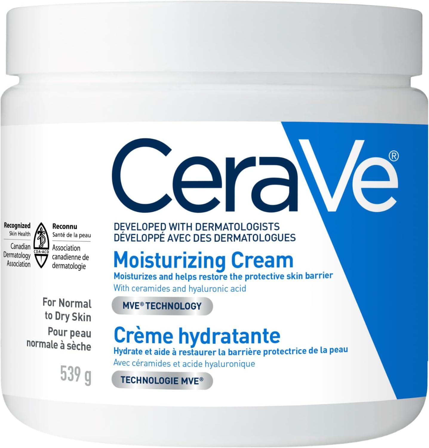 CeraVe Moisturizing Cream jar with ceramides and hyaluronic acid for deep hydration and restoring the skin barrier for normal to dry skin
