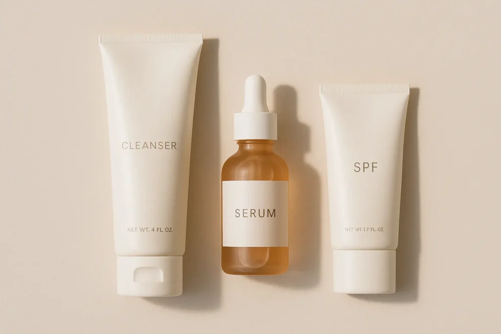 barrier repair skincare routine with gentle cleanser ceramide moisturizer and sunscreen for damaged sensitive skin