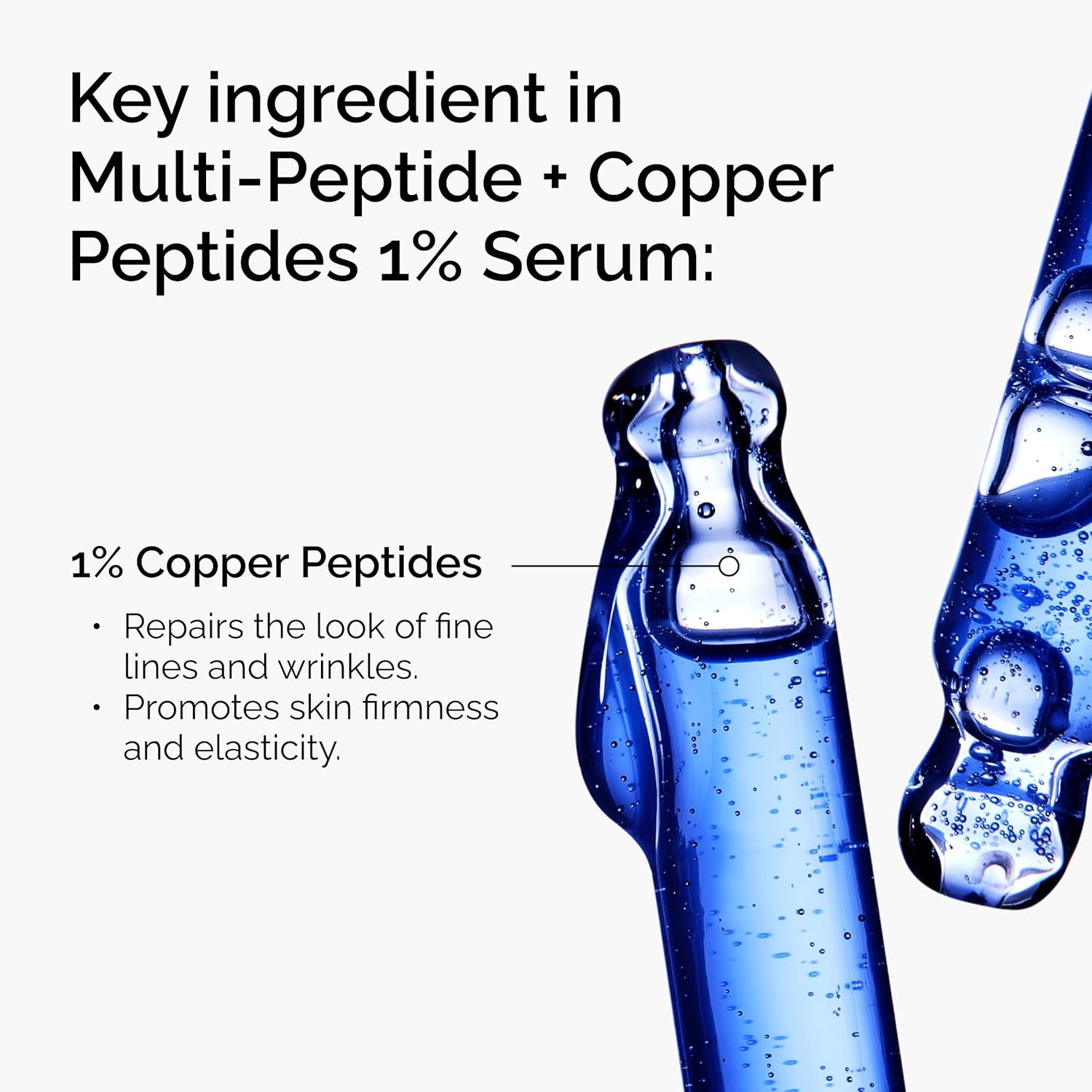 copper peptides skincare ingredient graphic showing benefits for collagen repair firmness and wrinkle reduction
